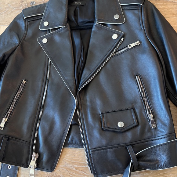 Theory Leather Moto Jacket - Picture 5 of 8